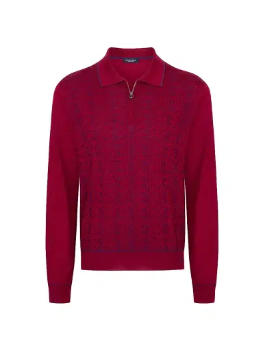 Stefano Ricci Men's Luxury Wool Polo Sweater | Thumbnail 1 Stefano Ricci Men's Luxury Wool Polo Sweater | Thumbnail 1