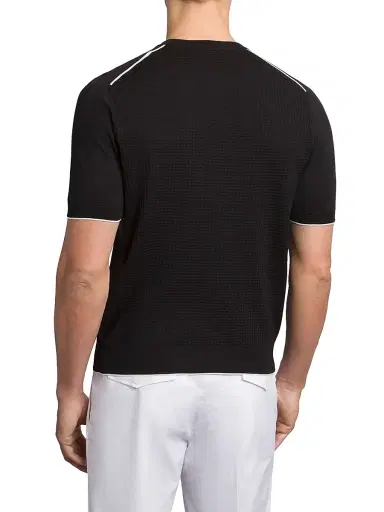 Stefano Ricci Men's Silk and Cotton Knit Crewneck Sweater - Black | Thumbnail 3 Stefano Ricci Men's Silk and Cotton Knit Crewneck Sweater - Black | Thumbnail 3