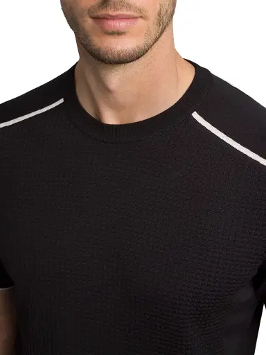 Stefano Ricci Men's Silk and Cotton Knit Crewneck Sweater - Black | Thumbnail 4 Stefano Ricci Men's Silk and Cotton Knit Crewneck Sweater - Black | Thumbnail 4