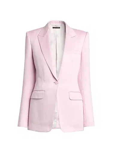 Tom Ford Women's Cotton-Silk Single-Breasted Blazer - Orchid Pink - Size 6 | Thumbnail 1 Tom Ford Women's Cotton-Silk Single-Breasted Blazer - Orchid Pink - Size 6 | Thumbnail 1