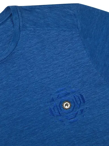 Stefano Ricci Men's Linen T-Shirt with Metallic Detailing - Mediterranean | Thumbnail 3