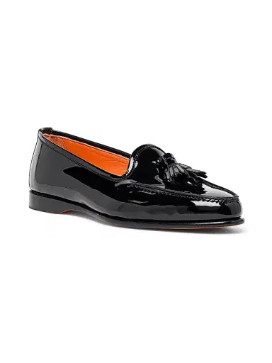 Santoni Women's Andrea Patent Leather Tassel Loafers | Thumbnail 2