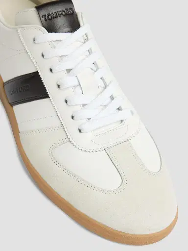 Tom Ford Men's Archer Striped Leather Low-Top Sneakers - White Black - Size 8.5 | Thumbnail 4