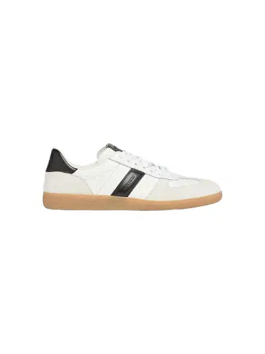 Tom Ford Men's Archer Striped Leather Low-Top Sneakers - White Black - Size 8.5 | Thumbnail 1