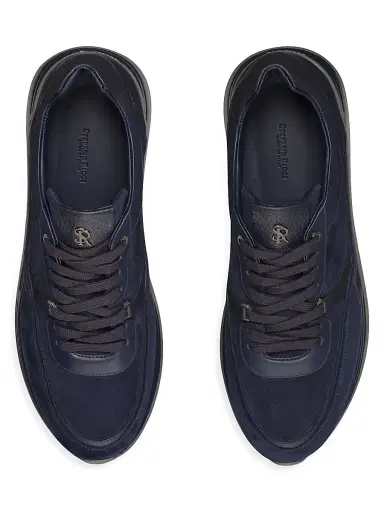 Stefano Ricci Men's Calf Leather Sneakers - Dark Blue | Thumbnail 4 Stefano Ricci Men's Calf Leather Sneakers - Dark Blue | Thumbnail 4