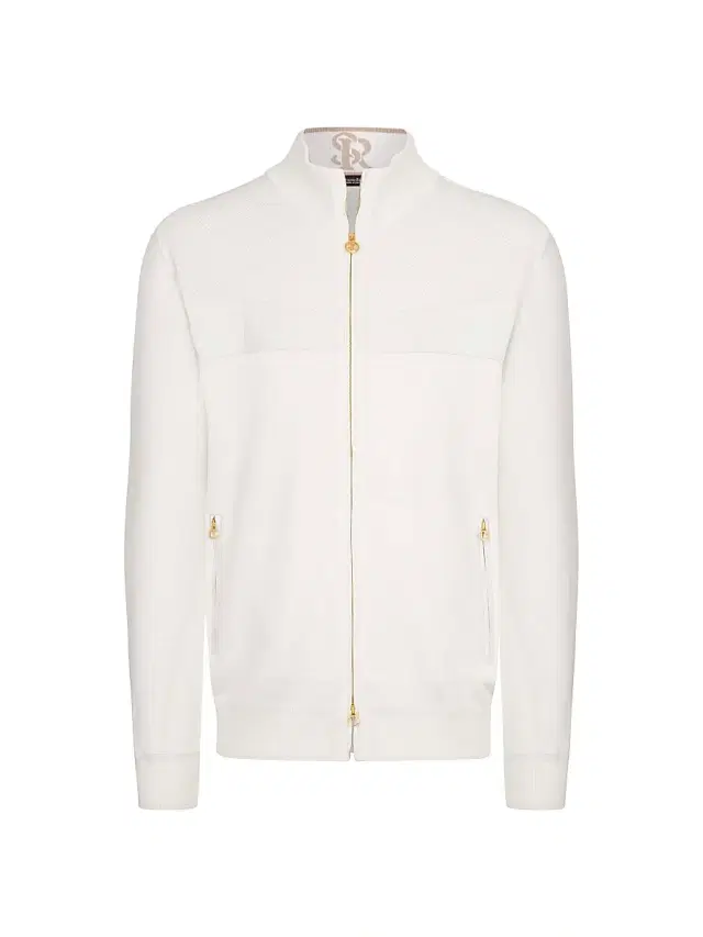 Stefano Ricci Men's Full Zip Sweater - White