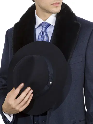 Stefano Ricci Men's Fedora Hat - Black And Dark Blue | Thumbnail 3 Stefano Ricci Men's Fedora Hat - Black And Dark Blue | Thumbnail 3