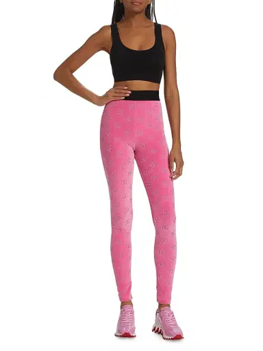 Dolce & Gabbana Women's Logo Cotton Terry Leggings - Pink | Thumbnail 2 Dolce & Gabbana Women's Logo Cotton Terry Leggings - Pink | Thumbnail 2