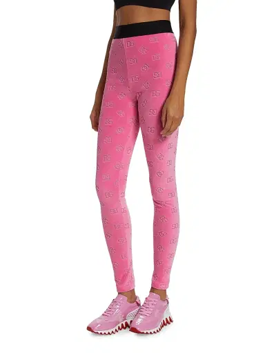 Dolce & Gabbana Women's Logo Cotton Terry Leggings - Pink | Thumbnail 4 Dolce & Gabbana Women's Logo Cotton Terry Leggings - Pink | Thumbnail 4