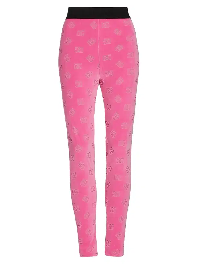Dolce & Gabbana Women's Logo Cotton Terry Leggings - Pink
