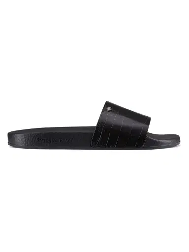 Stefano Ricci Men's Matted Crocodile Leather Slides - Black | Thumbnail 1 Stefano Ricci Men's Matted Crocodile Leather Slides - Black | Thumbnail 1