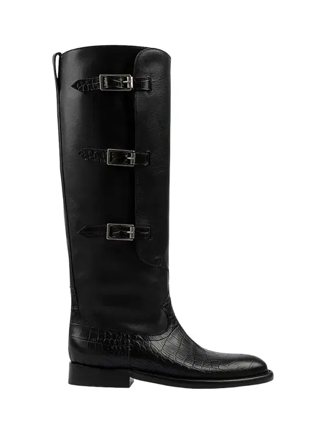 Paris Texas Women's Montana 20MM Embossed Leather Knee-High Boots - Carbone