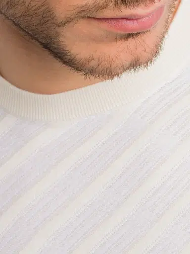 Stefano Ricci Men's Cotton and Silk Jacquard Knit Sweater - Natural White | Thumbnail 6 Stefano Ricci Men's Cotton and Silk Jacquard Knit Sweater - Natural White | Thumbnail 6