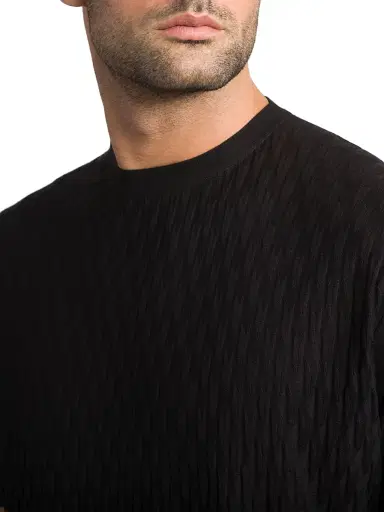 Stefano Ricci Men's Alpha Yarn Cashmere Knit Crewneck Sweater - Black | Thumbnail 4 Stefano Ricci Men's Alpha Yarn Cashmere Knit Crewneck Sweater - Black | Thumbnail 4
