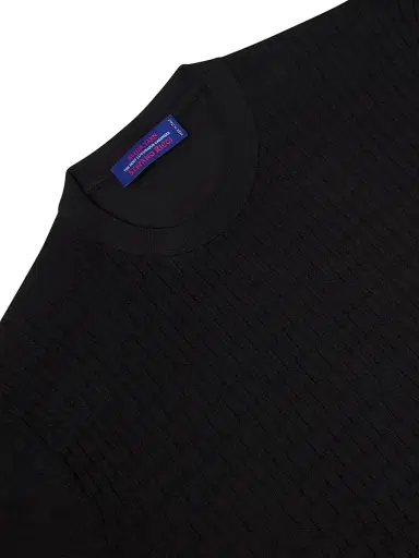 Stefano Ricci Men's Alpha Yarn Cashmere Knit Crewneck Sweater - Black | Thumbnail 5 Stefano Ricci Men's Alpha Yarn Cashmere Knit Crewneck Sweater - Black | Thumbnail 5
