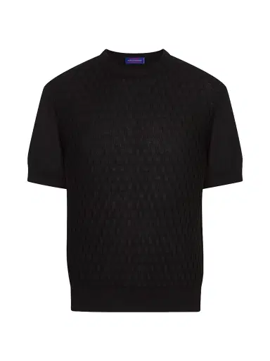Stefano Ricci Men's Alpha Yarn Cashmere Knit Crewneck Sweater - Black | Thumbnail 1 Stefano Ricci Men's Alpha Yarn Cashmere Knit Crewneck Sweater - Black | Thumbnail 1