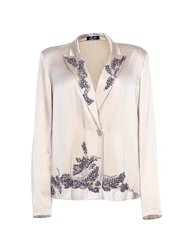 AKOK Anamika Khanna Women's Embroidered Silk Blazer - Beige