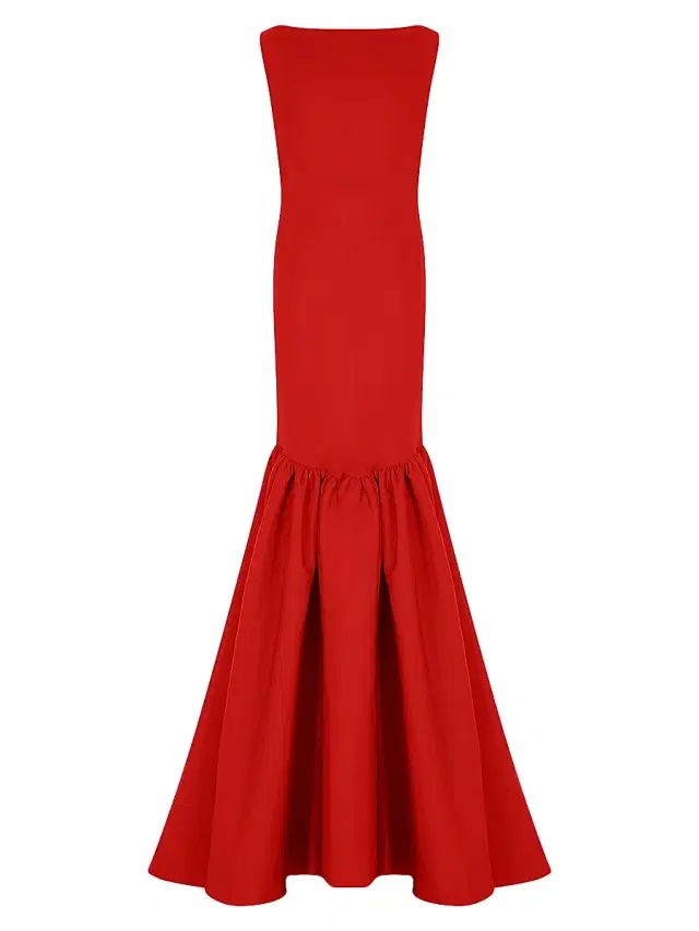 The New Arrivals Ilkyaz Ozel Women's Demi Silk Mermaid-Hem Gown - Rouge Chinois