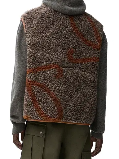 Loewe Men's Anagram Logo Sherpa Vest - Beige Khaki Green - Size Medium | Thumbnail 4