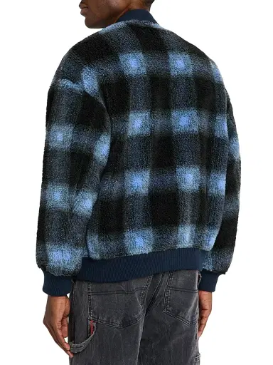 Scotch & Soda Men's Plaid Polar Fleece Cardigan - Thyme Blue - Size Medium | Thumbnail 4