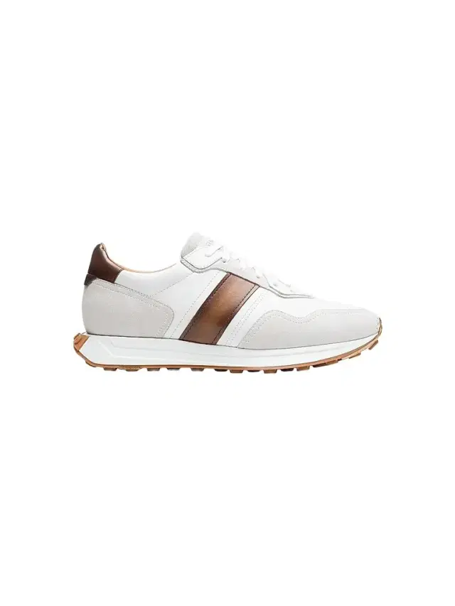 Magnanni Men's Romero III Low-Top Runner Sneakers - White Brown