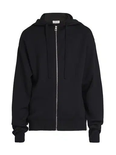 Loewe Men's Anagram Logo Wool-Blend Hoodie - Black - Size Large | Thumbnail 1 Loewe Men's Anagram Logo Wool-Blend Hoodie - Black - Size Large | Thumbnail 1