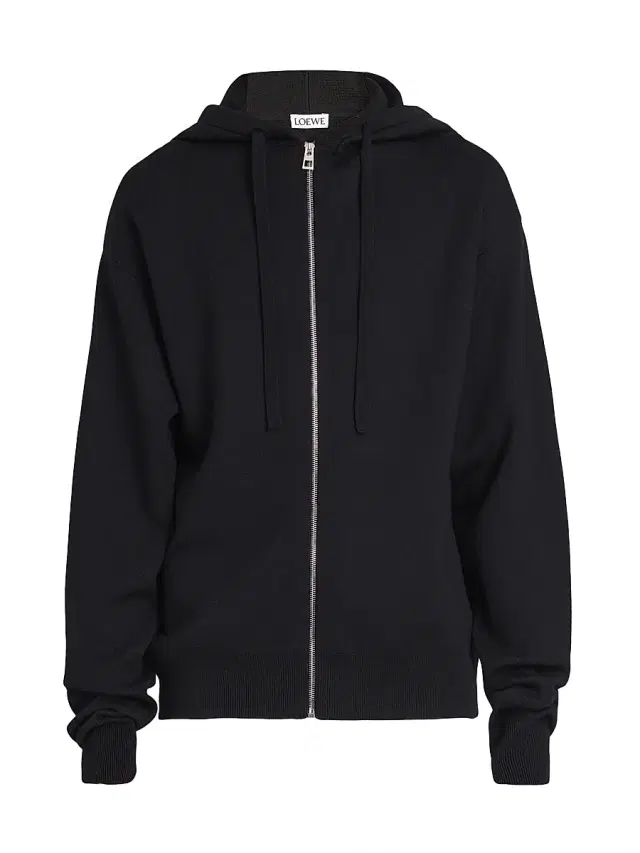 LOEWE Men's Anagram Logo Wool-Blend Hoodie - Black