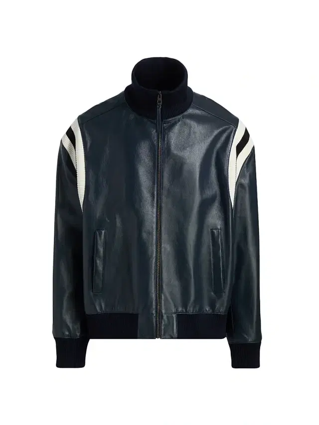 LOEWE Men's Mixed-Media Leather Bomber Jacket - Dark Navy