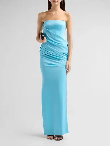 Alex Perry Women's Strapless Drape Longline Corset Column Gown - Aqua | Thumbnail 2 Alex Perry Women's Strapless Drape Longline Corset Column Gown - Aqua | Thumbnail 2