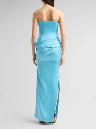 Alex Perry Women's Strapless Drape Longline Corset Column Gown - Aqua | Thumbnail 3 Alex Perry Women's Strapless Drape Longline Corset Column Gown - Aqua | Thumbnail 3