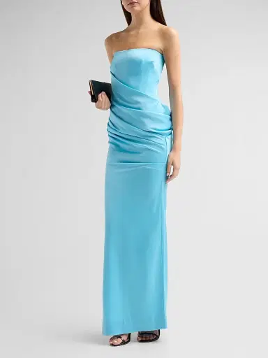 Alex Perry Women's Strapless Drape Longline Corset Column Gown - Aqua | Thumbnail 4 Alex Perry Women's Strapless Drape Longline Corset Column Gown - Aqua | Thumbnail 4