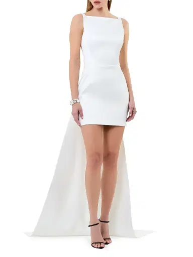 NICHOLAS Women's Valentina Sleeveless Train Minidress - Pearl | Thumbnail 2