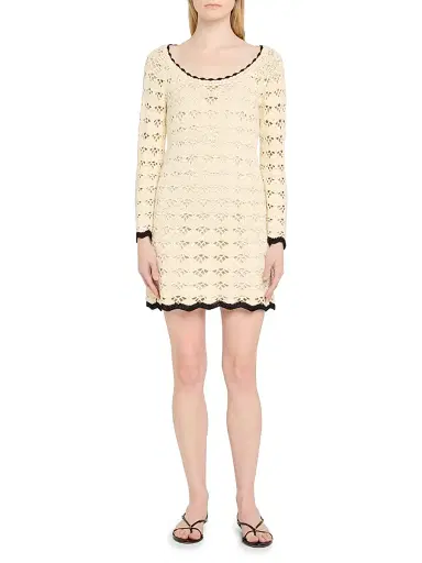 Zimmermann Women's Rhiannon Crochet Minidress - White Black - Size 2 | Thumbnail 2 Zimmermann Women's Rhiannon Crochet Minidress - White Black - Size 2 | Thumbnail 2