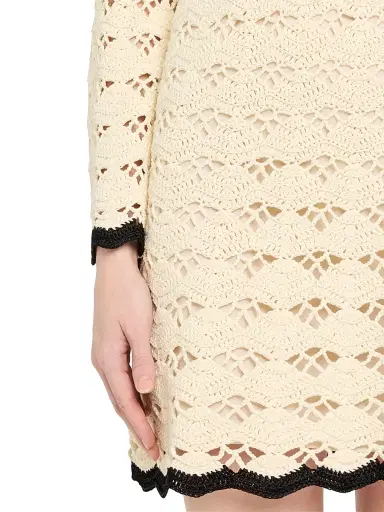 Zimmermann Women's Rhiannon Crochet Minidress - White Black - Size 2 | Thumbnail 4 Zimmermann Women's Rhiannon Crochet Minidress - White Black - Size 2 | Thumbnail 4