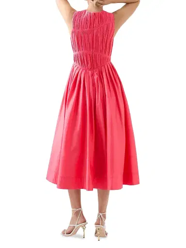 Aje Women's Sculptra Nya Gathered Midi Dress - Rouge Pink - Size 0 | Thumbnail 5 Aje Women's Sculptra Nya Gathered Midi Dress - Rouge Pink - Size 0 | Thumbnail 5