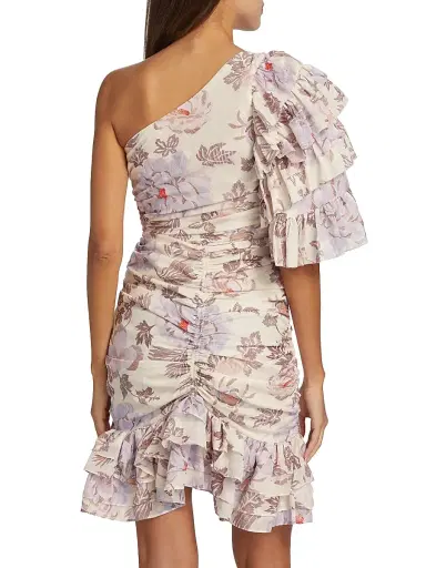 Magali Pascal Women's Desa Asymmetric Ruffled Cotton-Blend Minidress - Jasmine Light | Thumbnail 5 Magali Pascal Women's Desa Asymmetric Ruffled Cotton-Blend Minidress - Jasmine Light | Thumbnail 5