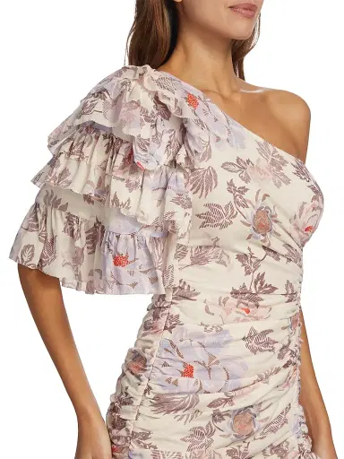 Magali Pascal Women's Desa Asymmetric Ruffled Cotton-Blend Minidress - Jasmine Light | Thumbnail 6 Magali Pascal Women's Desa Asymmetric Ruffled Cotton-Blend Minidress - Jasmine Light | Thumbnail 6