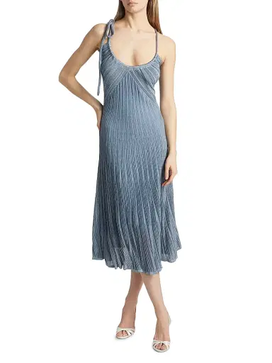 Zimmermann Women's Cascadian Ribbed Metallic Midi-Dress - Metallic Blue | Thumbnail 2 Zimmermann Women's Cascadian Ribbed Metallic Midi-Dress - Metallic Blue | Thumbnail 2