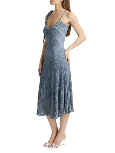 Zimmermann Women's Cascadian Ribbed Metallic Midi-Dress - Metallic Blue | Thumbnail 4 Zimmermann Women's Cascadian Ribbed Metallic Midi-Dress - Metallic Blue | Thumbnail 4