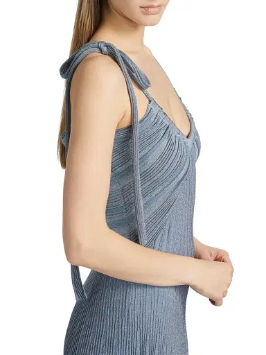 Zimmermann Women's Cascadian Ribbed Metallic Midi-Dress - Metallic Blue | Thumbnail 6 Zimmermann Women's Cascadian Ribbed Metallic Midi-Dress - Metallic Blue | Thumbnail 6