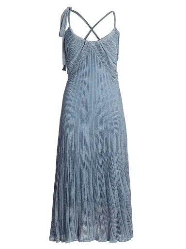 Zimmermann Women's Cascadian Ribbed Metallic Midi-Dress - Metallic Blue | Thumbnail 1 Zimmermann Women's Cascadian Ribbed Metallic Midi-Dress - Metallic Blue | Thumbnail 1