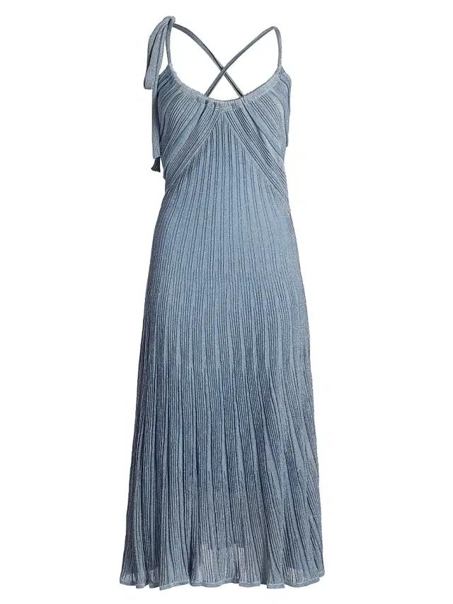 Zimmermann Women's Cascadian Ribbed Metallic Midi-Dress - Metallic Blue