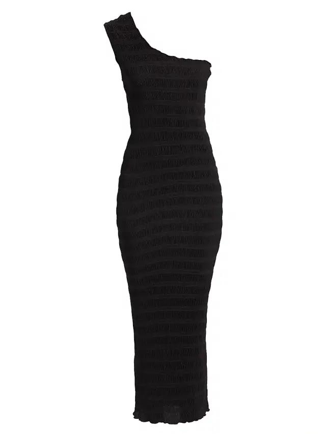 L'Idée Women's Gigi Satin One-Shoulder Midi-Dress - Black
