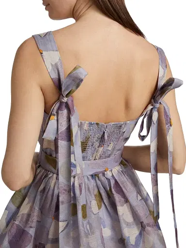 Zimmermann Women's Dawning Floral Linen-Silk Minidress - Lilac Pansy | Thumbnail 6 Zimmermann Women's Dawning Floral Linen-Silk Minidress - Lilac Pansy | Thumbnail 6