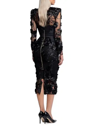 Zhivago Women's Battle Lines Floral-Embellished Vendetta Dress - Black - Size 2 | Thumbnail 4