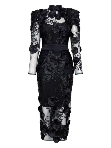 Zhivago Women's Battle Lines Floral-Embellished Vendetta Dress - Black - Size 2 | Thumbnail 1