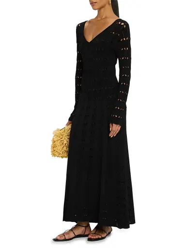 Zimmermann Women's Rhiannon Pointelle-Knit Maxi Dress - Black | Thumbnail 3 Zimmermann Women's Rhiannon Pointelle-Knit Maxi Dress - Black | Thumbnail 3