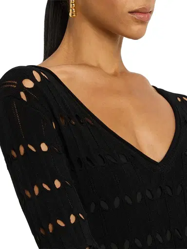 Zimmermann Women's Rhiannon Pointelle-Knit Maxi Dress - Black | Thumbnail 5 Zimmermann Women's Rhiannon Pointelle-Knit Maxi Dress - Black | Thumbnail 5