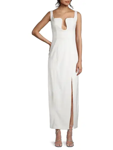 Misha Women's Franka Bonded Crêpe Notch Midi-Dress - Ivory - Size XS | Thumbnail 2 Misha Women's Franka Bonded Crêpe Notch Midi-Dress - Ivory - Size XS | Thumbnail 2