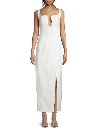 Misha Women's Franka Bonded Crêpe Notch Midi-Dress - Ivory - Size XS | Thumbnail 3 Misha Women's Franka Bonded Crêpe Notch Midi-Dress - Ivory - Size XS | Thumbnail 3